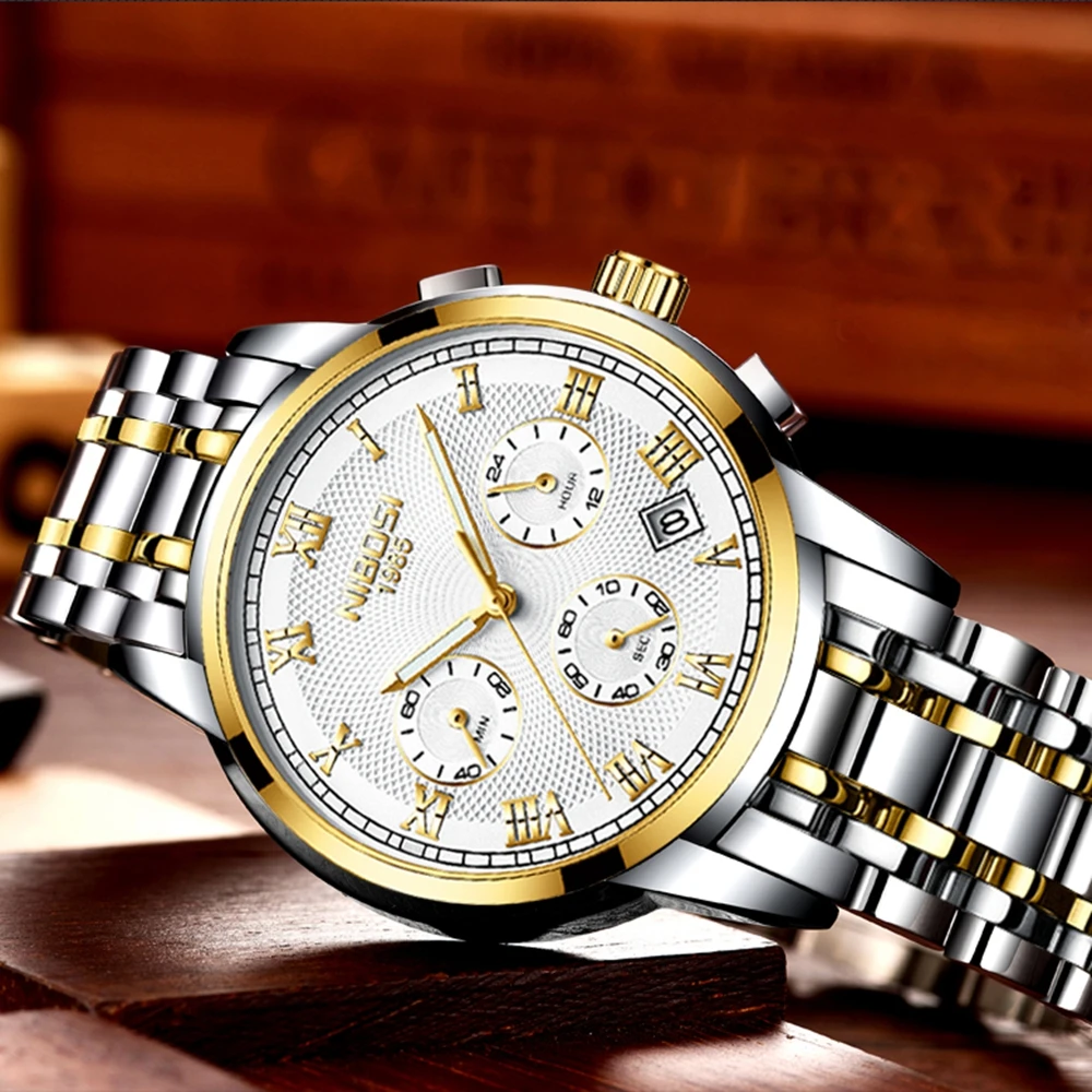  NIBOSI Luxury Brand Waterproof Military Sport Mens Watches Men Silver Steel Quartz Analog Sport Wat