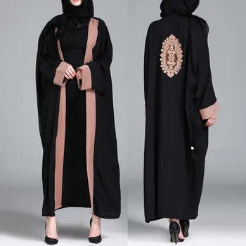 

Tunic Jubah Middle East Ramadan Arab Islamic Muslim Women Islamic Embroidered Splice Long Coat Middle East Long RobeY53