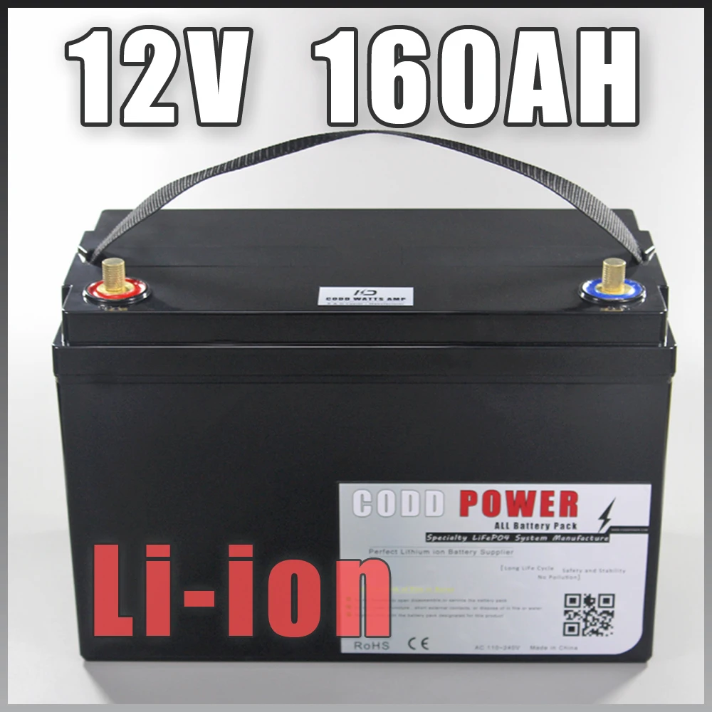 12V 160AH Rechargeable Lithium Ion battery pack capacity DC 12V 12.6v