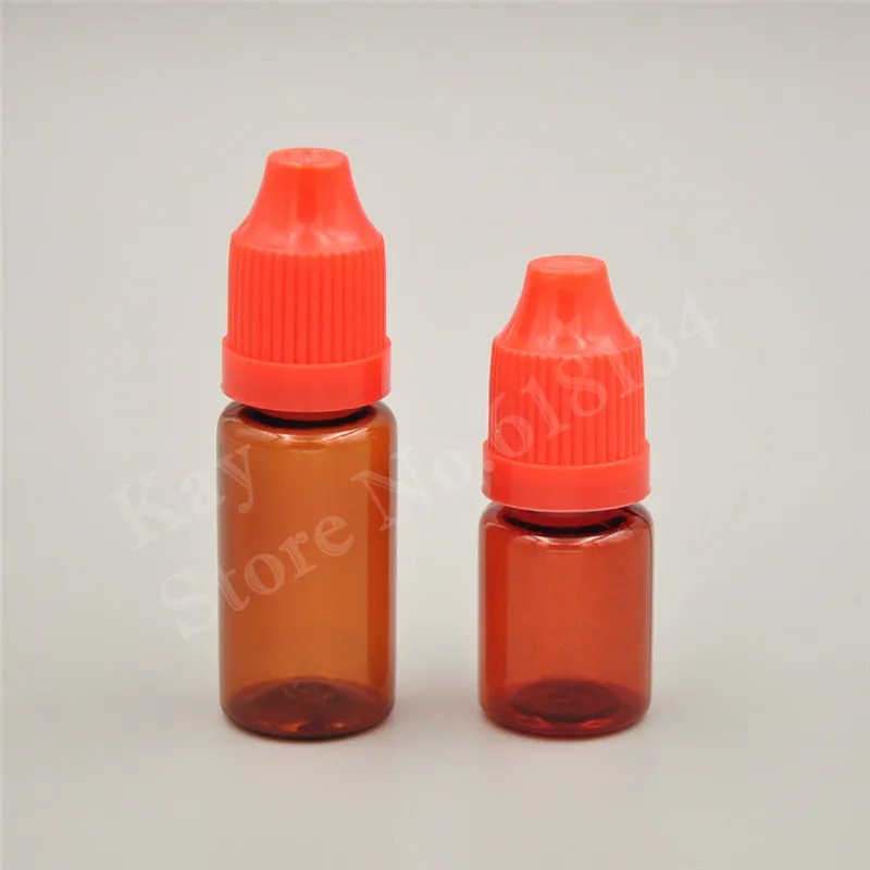 

Wholesale Free shipping 200pcs Empty Bottle Amber PET 10ML Plastic Dropper Bottles With Screw Metal Needle Cap