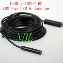 10 м 9 мм USB промышленные Эндоскопы HD Водонепроницаемый проводной эндоскоп 1/6 VGA CMOS 2MP 6* Светодиодный Borescopes видеокамера с розничной коробкой