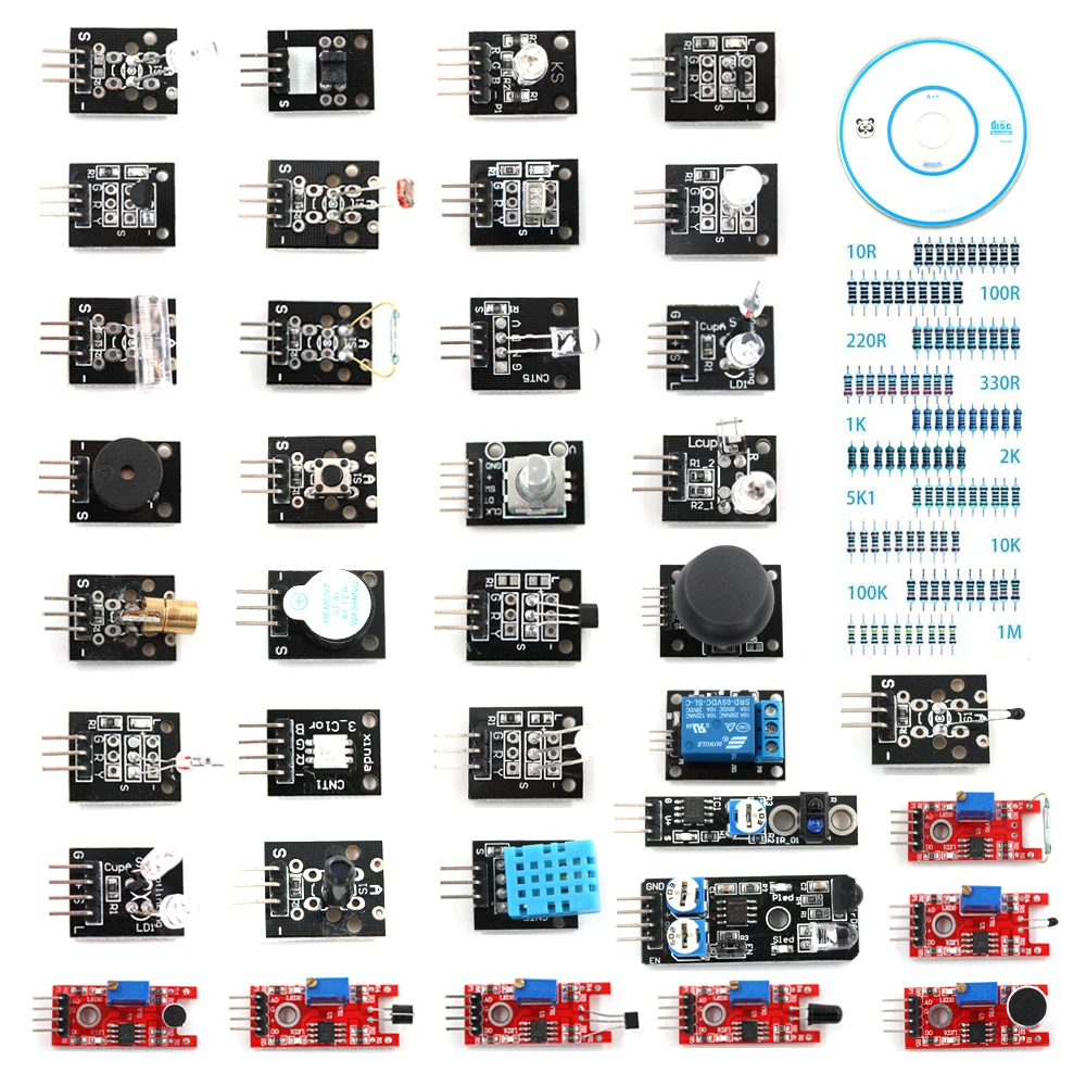 

37 IN 1 SENSOR KITS FOR HIGH-QUALITY Fo Starters Works with Official Boards for arduinp