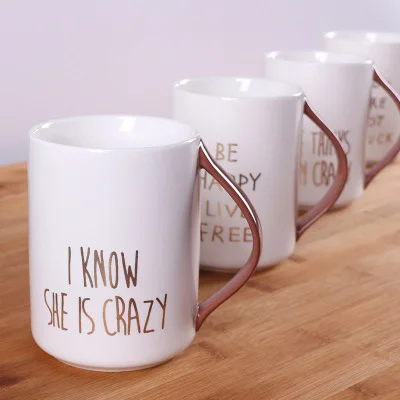 

Originality Ceramics Cup Trace A Design In Gold Letter Marc Cup Portable Readily Cup Student Glass Send Gifts
