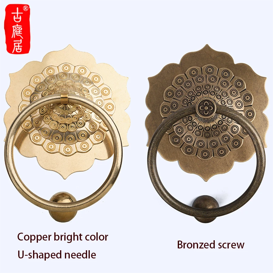 

Full package mail archaize building grid pure copper reduction of wooden door handle Metal gate TAB MenBo golden door handle