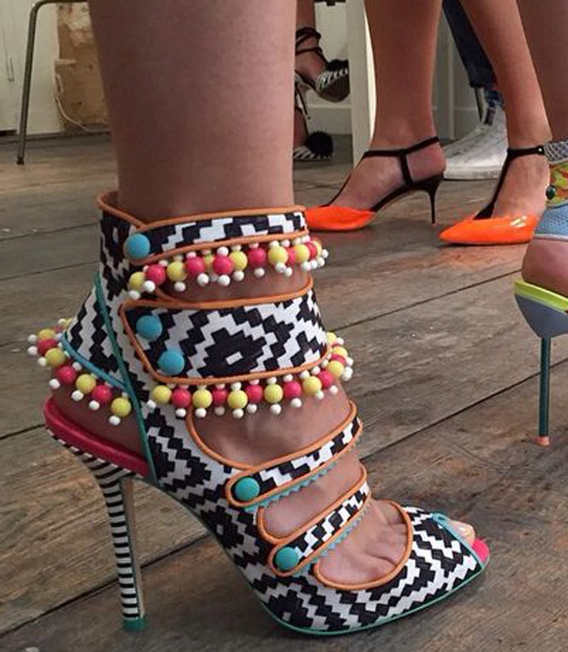 Mélangées Peep 2 Géométrique 1 color Chaussures Sexy Gland Color En Couleurs Dames Perles Toe Cuir Parti Femmes Talons Sandales Bottes Multi Hauts Tressé 0BqS5Stw