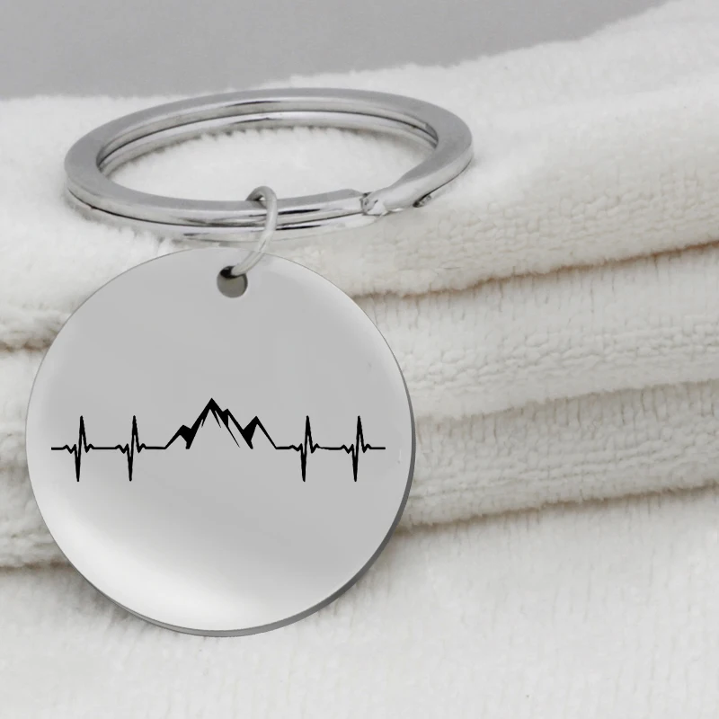 New Stainless Steel Heartbeat Mountain Pendant Necklace Nature Motivation Jewelry Hiking Snowboard Lover Gift YLQ6241