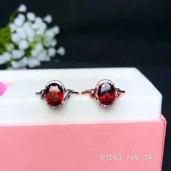 

SHILOVEM 925 silver real natural red garnet rings open trendy wholesale Fine women gift new plant 7*9mm bj070901ags