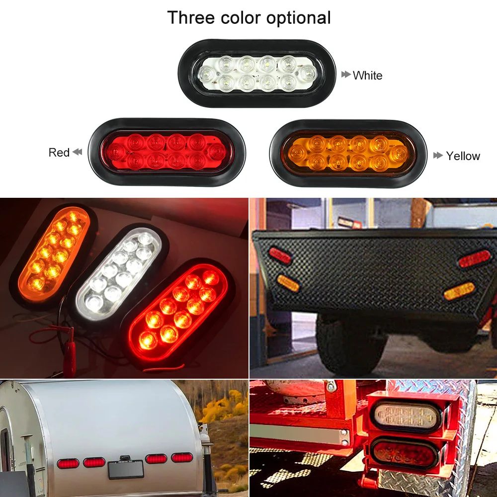 2X Truck Trailer Oval Sealed LED Turn Signal Stop Tail Light Side