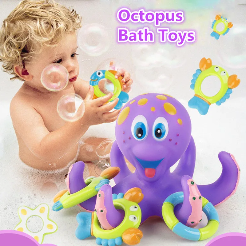 

1set Purple Octopus Baby Bathing Toys Interactive Toys Throwing Circle Octopus Bathroom Shower Floating Fun Toys