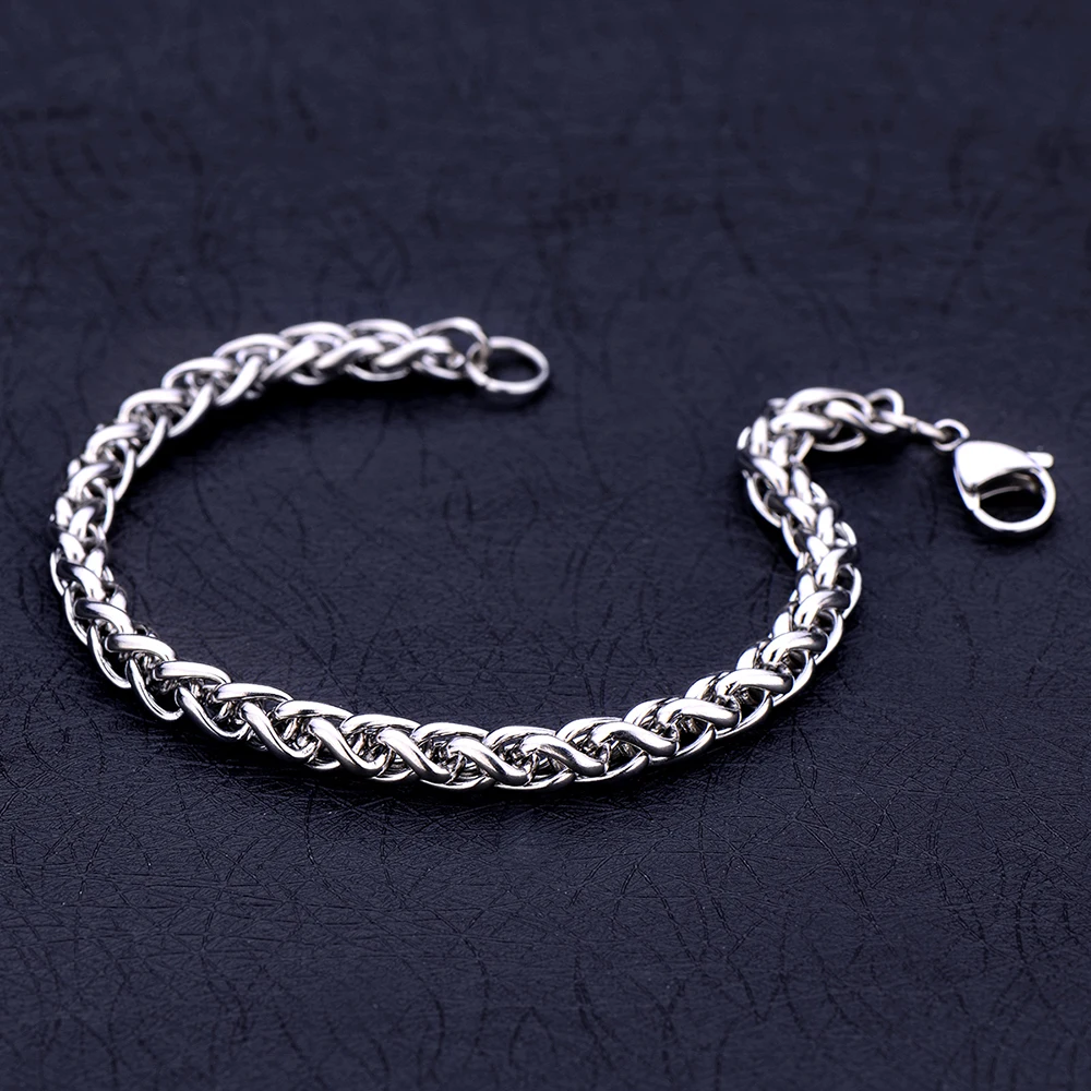 

Wholesale low price stainless steel 4MM 5MM 6MM keel chain bracelet Fashion men's jewelry Christmas gift drop shipping