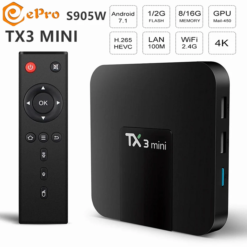 

Android 7.1.2 TX3 MINI TV Box Amlogic S905W Quad Core 2.4G WIFI TX3 MINI Set Up Box 1GB/8GB 2GB/16GB 4K HD4.0 TX3 MNI Android