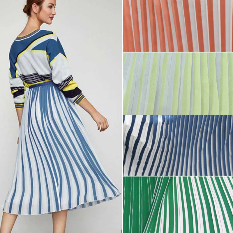 

pleated Dress Fabric pleated 2 tone chiffon fabric crushed poly fabric pleated material summer fashion for cloth