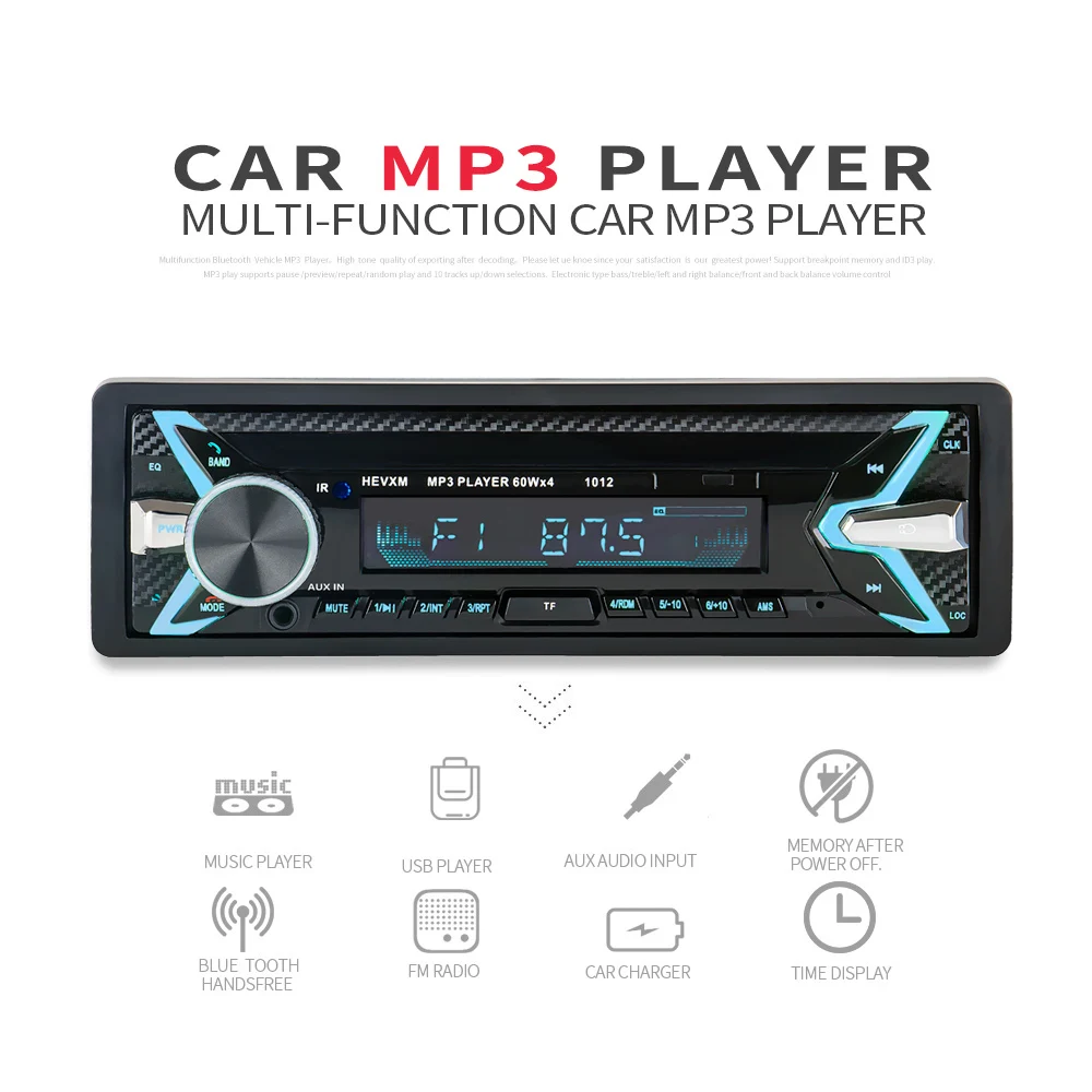 

Car Radio 1din Autoradio Aux Input Receiver Bluetooth Stereo Radio MP3 Multimedia Player Support FM/MP3/WMA/USB/SD Card