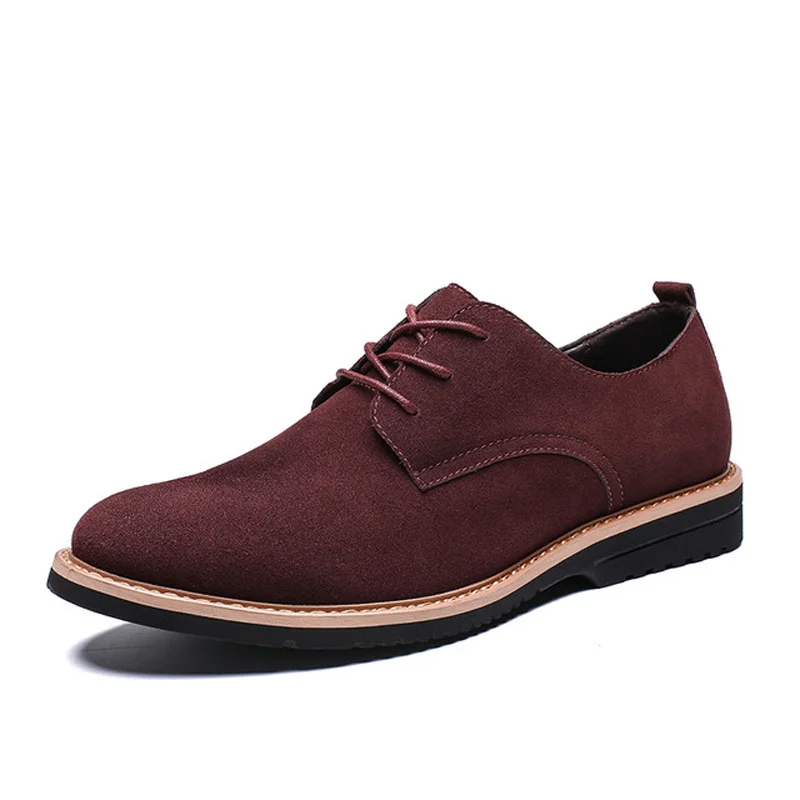 Классическая мужская повседневная обувь на шнуровке Мужская замшевая обувь ручной работы на плоской подошве, мокасины из ткани Оксфорд, Брендовая обувь итальянского дизайнера 38-46 - Color: Brown