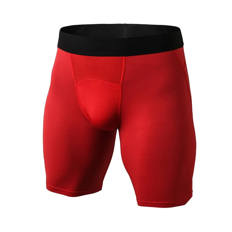 Новинка, быстросохнущие спортивные шорты для спортзала, футбола, бега, шорты для фитнеса, Компрессионные Мужские обтягивающие шорты, спортивная одежда - Цвет: Красный