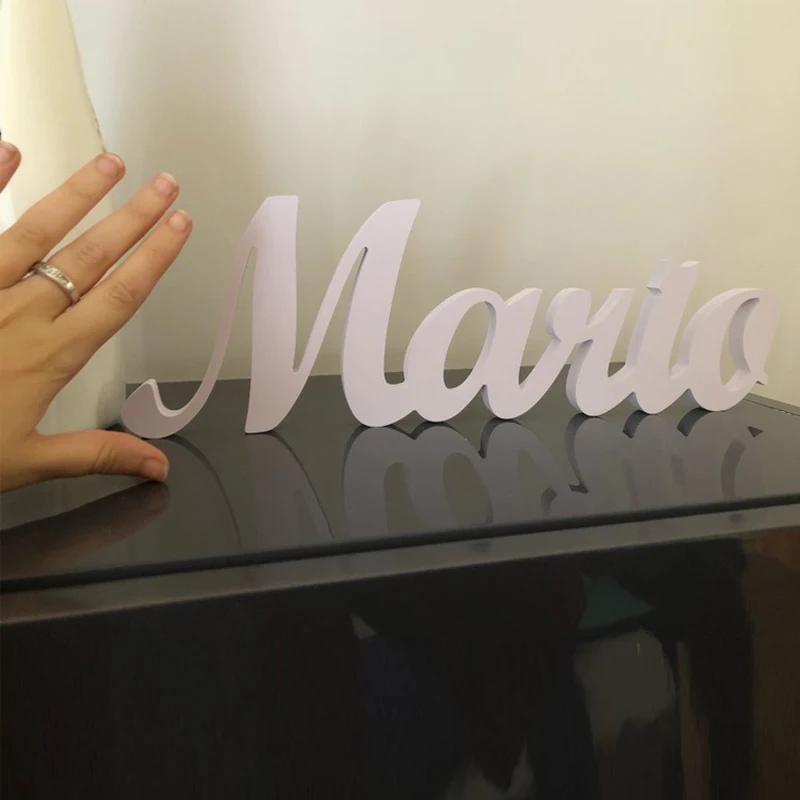 Skup Darmowa wysyłka drewniane stojące litery znak spersonalizowane surowe nazwy ślubne MDF duże 12.7cm wysokości