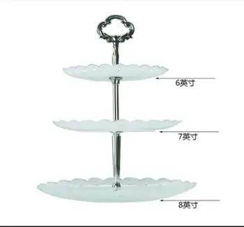 

Early snack stand silver round plastic fruit plate three-layer dessert table snack tray