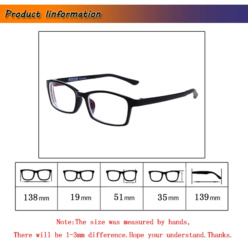 Квадратный полный кадр Для женщин готовой близорукость очки модные Для мужчин короткие очки для коррекции зрения близорукие оптические очки по назначению L3