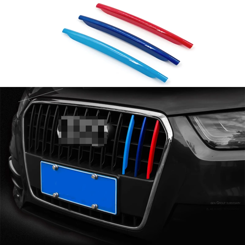 3pcs ABS Colorful Front Grille Grill Cover Molding Trim Granish For