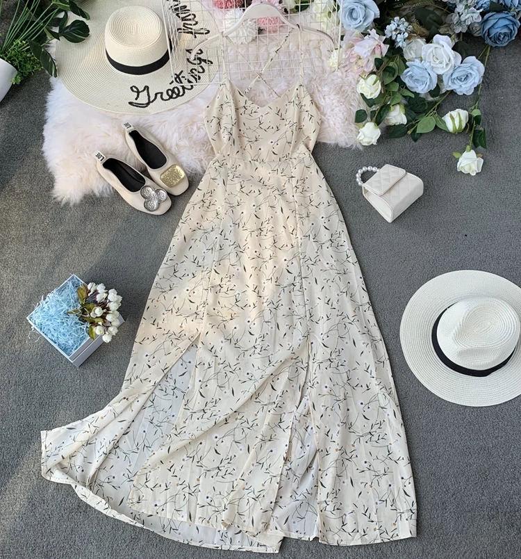 2019 новые модные женские платья каникулы симиа пляж разделяющиеся шифон Слинг
