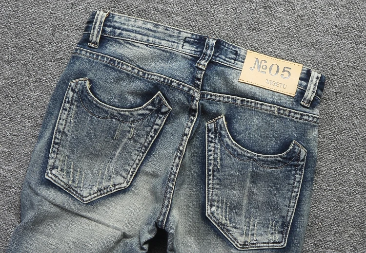 Итальянские модные мужские джинсы ретро стирка вышивка классические джинсовые брюки уличная хип-хоп джинсы homme 98% хлопок рваные джинсы