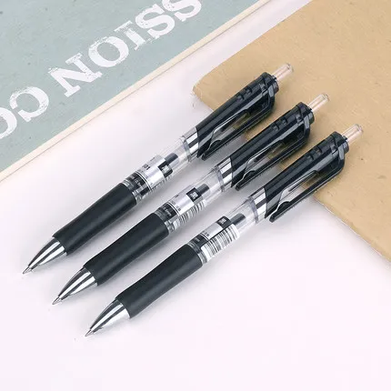 3 шт 0,5 мм гелевые чернильные ручки для прессования черного, красного, синего цвета, 3 цвета, для школьников, для деловых подписей, ручка для учителя, корректирующая Deli S01 - Цвет: Black 3pcs