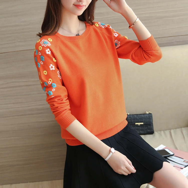 3606 shot tee head embroidery sweater sweater dress set flowers 32