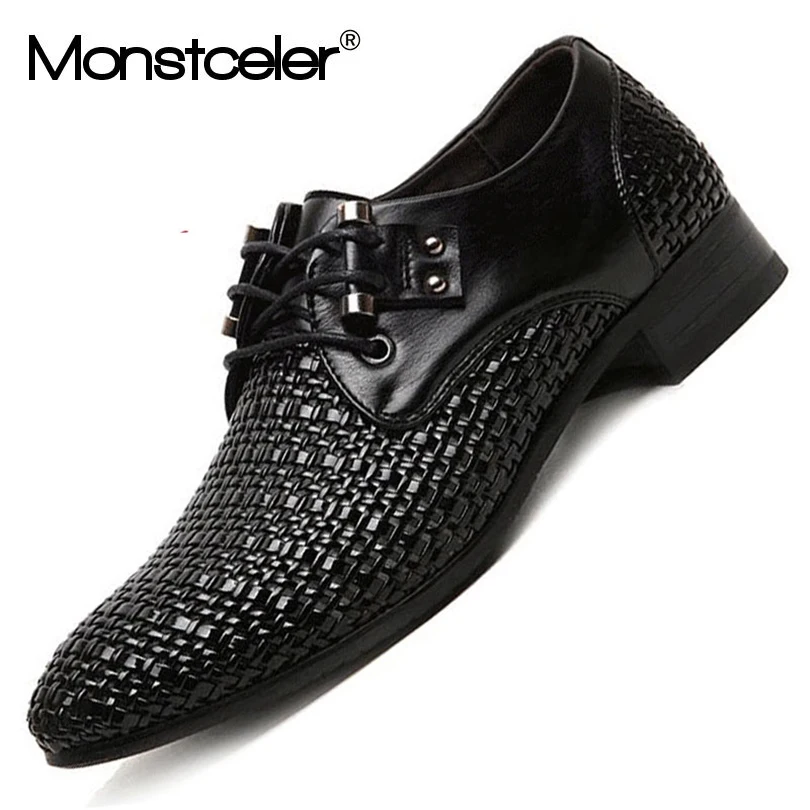 

Monstceler 2018 New Hollow Men's Woven Sandals Shoes Business Dress Summer Breathable Men's Flats Shoes