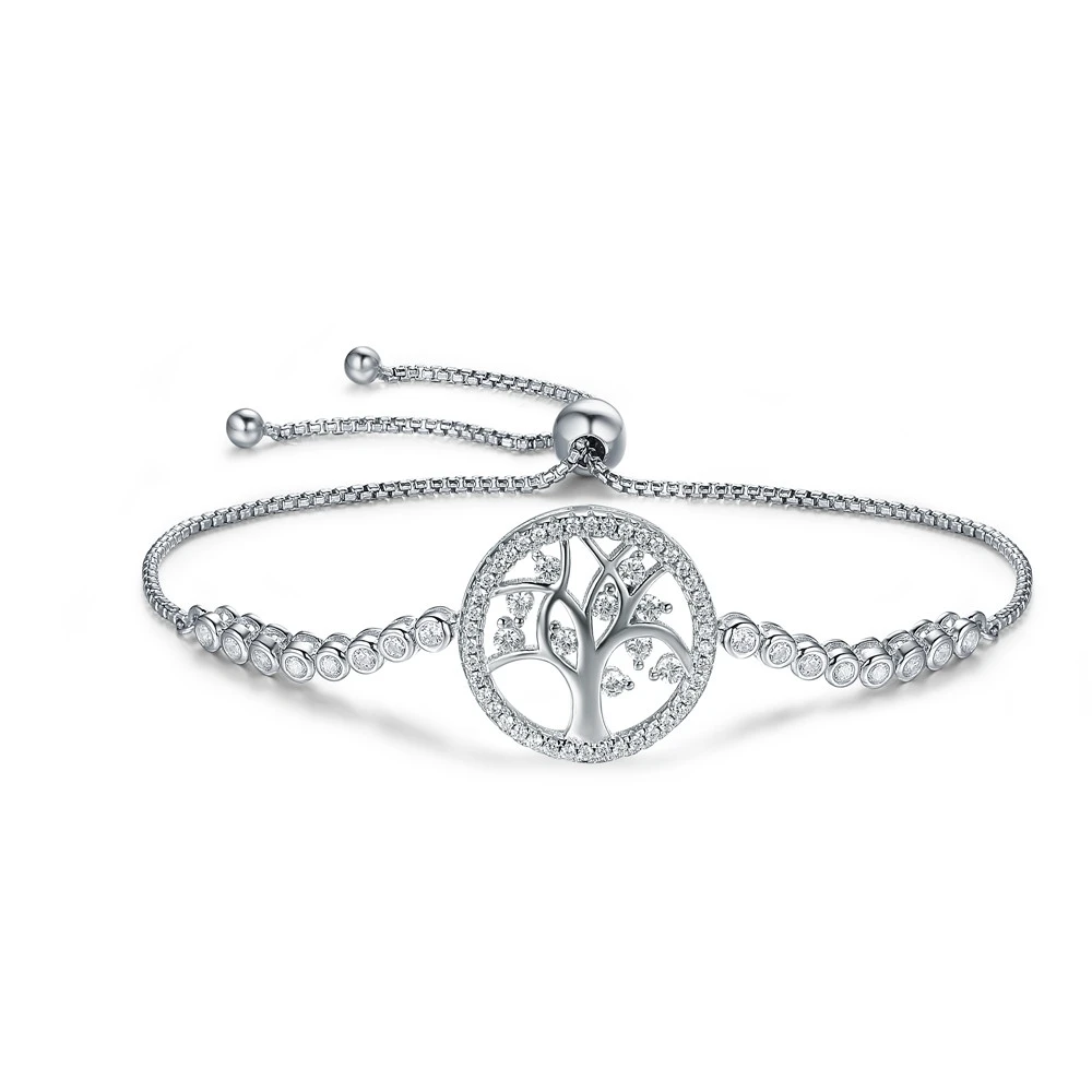 Женский браслет из серебра 925 пробы с ярким сверкающим деревом жизни|Гибкие и