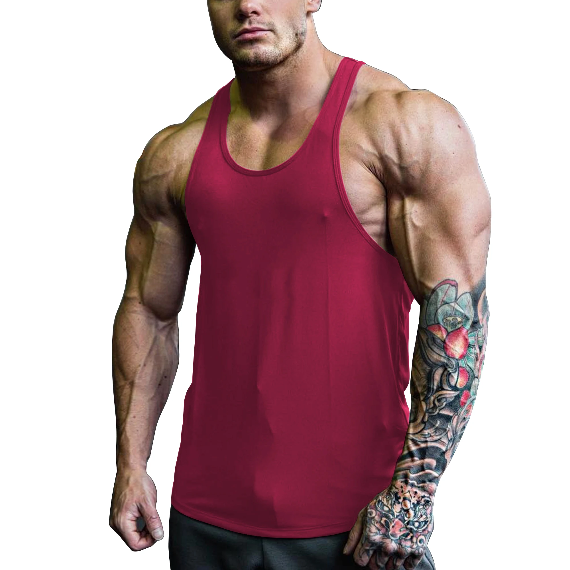Mens Racerback Y-Back T-Back Muscle Gym Bodybuilding Fitness Singlet Tank Top