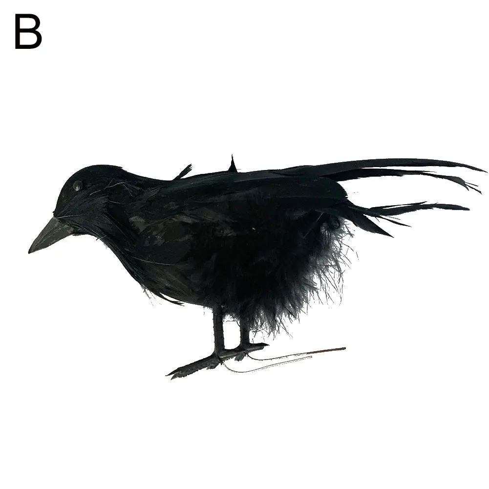 Halloween Artificial Feathered Crows Raven Model Party Props Garden Yard Decoration