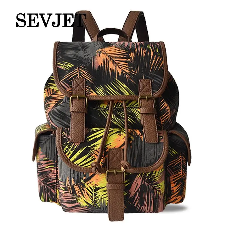 

2017 New Canvas Printing Floral Women School Bags Vintage Travel Laptop Women Backpack Fashion Mochila Feminina a2164