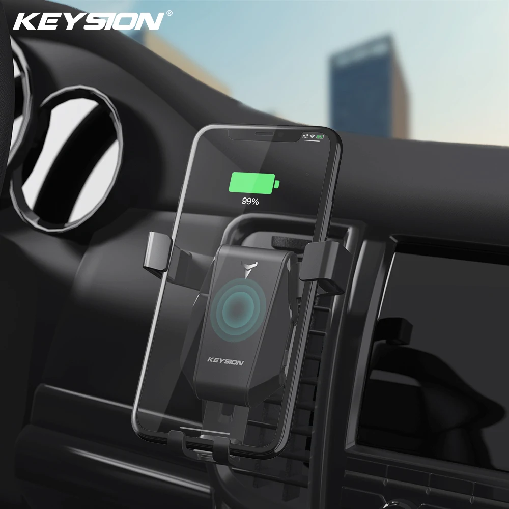 KEYSION Автомобильный держатель для телефона для iPhone, интеллектуальное устройство с гравитационным зондированием, Qi автомобильное беспроводное зарядное устройство, крепление на вентиляционное отверстие, держатель для мобильного телефона, подставка