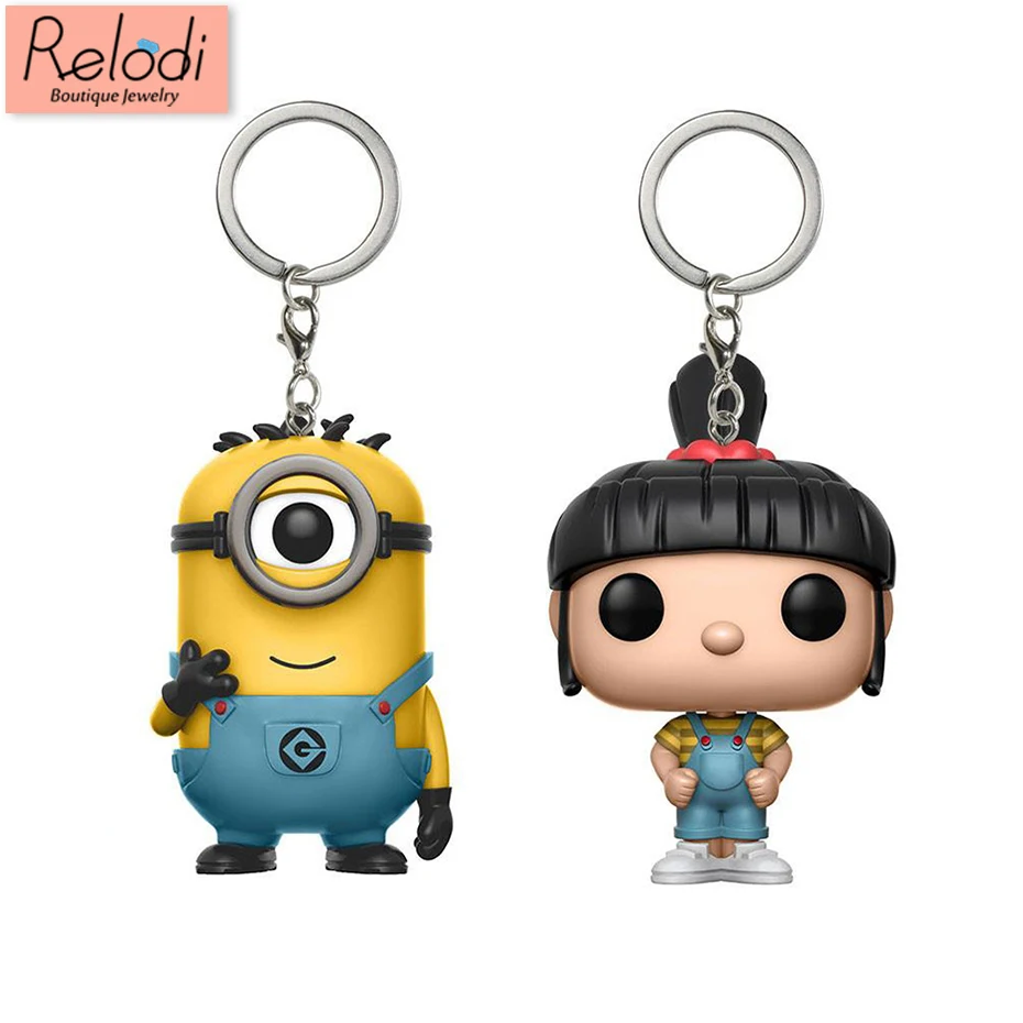 

Minions Keychain Movie Characters Q Version Doll Key Fob Karl and Agnes Car Key Chain for Men Pendant Kids Toy Gift SP1650