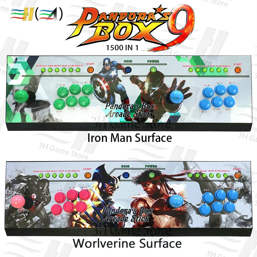 2018 Pandora Box 9 1500 in 1 Video Games Arcade Stick Console 2 Players joystick led button Pandora's box 5 plus Version console