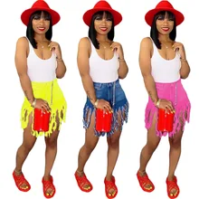 Helisopus Summer High Waist Shorts Women Tassel Hem Sanding Casual Straight Shorts Vintage Denim Shorts Plus Size plus raw hem bleached denim shorts