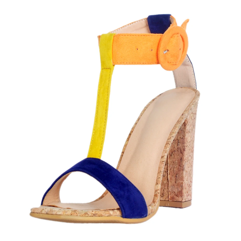 Big Size 43 Lady T-strap Open Toe Chunky Heel Sandals Dress Women Shoes6 (3) - 