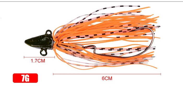Fishing Lure Buzz Bait Spinnerbait Spinner Spoons Lead head Metal Hook Rubber Jig Head 7.7cm 7g 5pcs Fishing Tackle  (4)