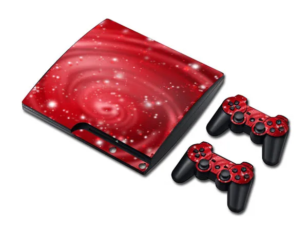 Best Offers OSTSTICKER Galaxie Vision Red PVC Vinyl Skin Decals Stickers for PS3 Slim Console for Sony Playstation 3 Slim free shipping