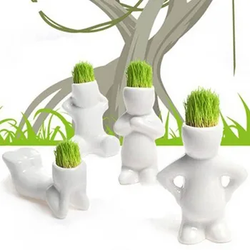 

Figurine DIY White Man Magic grass planting Creative Gift Hair man Office Mini Plant Fantastic Home Decor Decoration Crafts kids