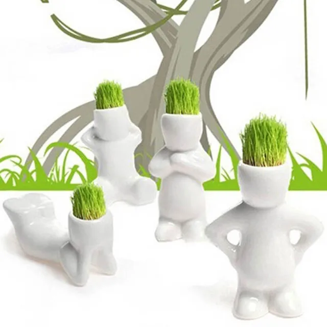 Best Offers Figurine DIY White Man Magic grass planting Creative Gift Hair man Office Mini Plant Fantastic Home Decor Decoration Crafts kids