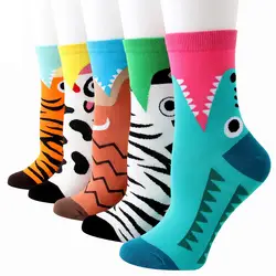 1 пара, унисекс, хлопковые носки средней длины, теплые зимние носки с принтом животных, милые удобные носки унисекс, Новое поступление