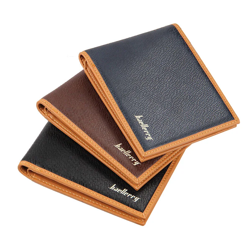 Известный Baellerry брендовые короткие для мужчин кожаный бумажник вязание узор тонкий кошелек для держатель для карт