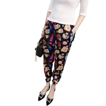 

2017 Summer Plus size Women Fashion Casual Loose Harem Pants Print Holiday Beach Trousers Female Wide Leg Pants YP0168