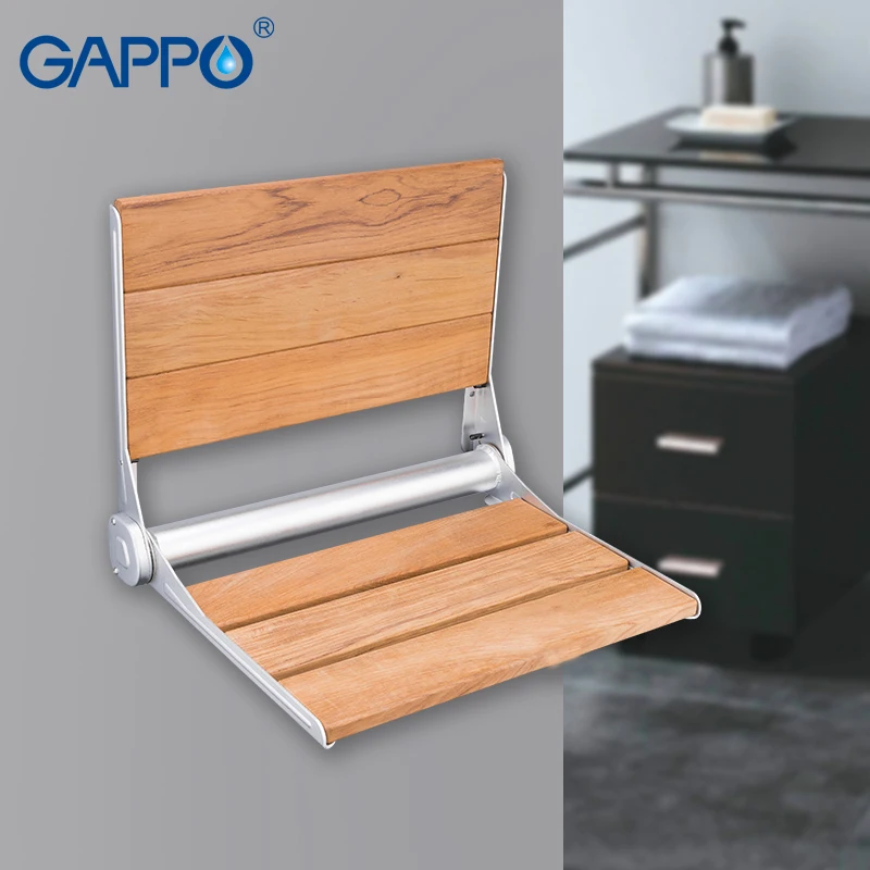 cheap GAPPO Wall Mounted Shower Seats Relaxation Shower Solid Seat Folding Chair Bath Shower Seat bathroom stool chair