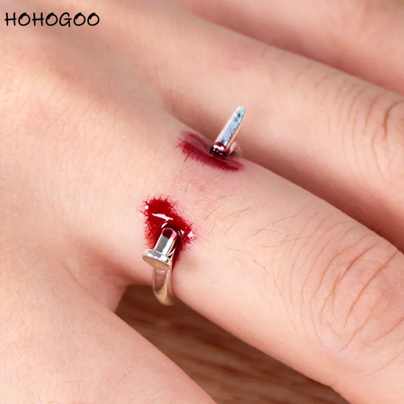 

HOHOGOO 1PC Creative Halloween Nail Rings Decoracion Unisex Horrifying Finger Ring April Fools' Day Halloween Party Accessories