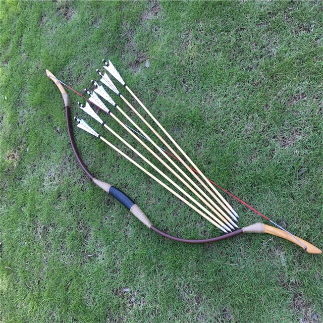 20 60 real handmade brown bow for archery arrows +6 full white