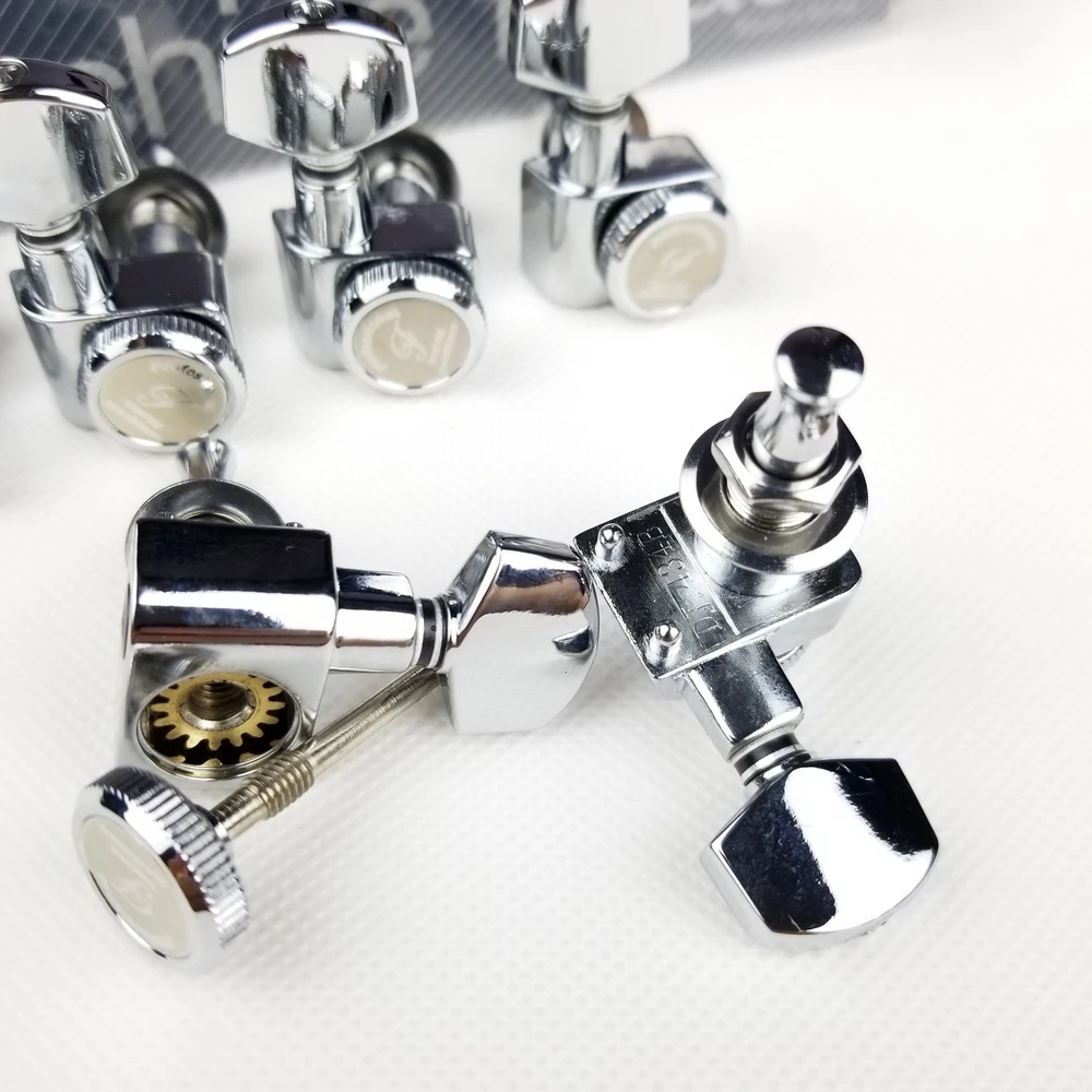  1 Set 6 In-line No Screws Locking Electric Guitar Machine Heads Tuners Lock String Tuning Pegs Chro