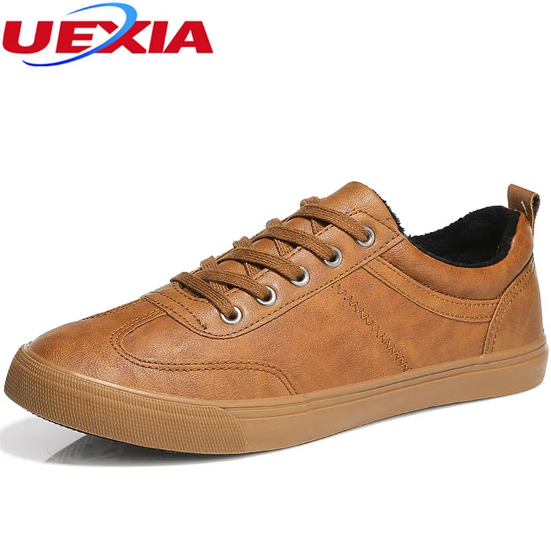

UEXIA Men Shoes Fashion Men Winter Shoes Male Lace Up Casual Suede Flats Breathable Rubber Youth Shoe Man Winter Warm Sneakers