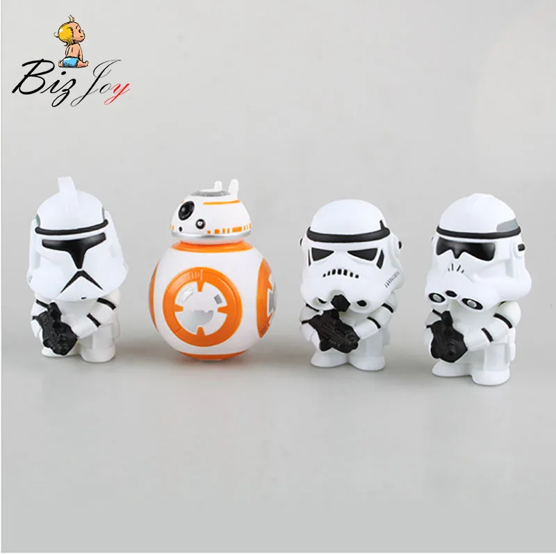 

2017 Action Figure Mini Star Wars The Force Awakens Darth Vader White Soldier BB 8 Cartoon 10cm PVC gift Collection Model Anime